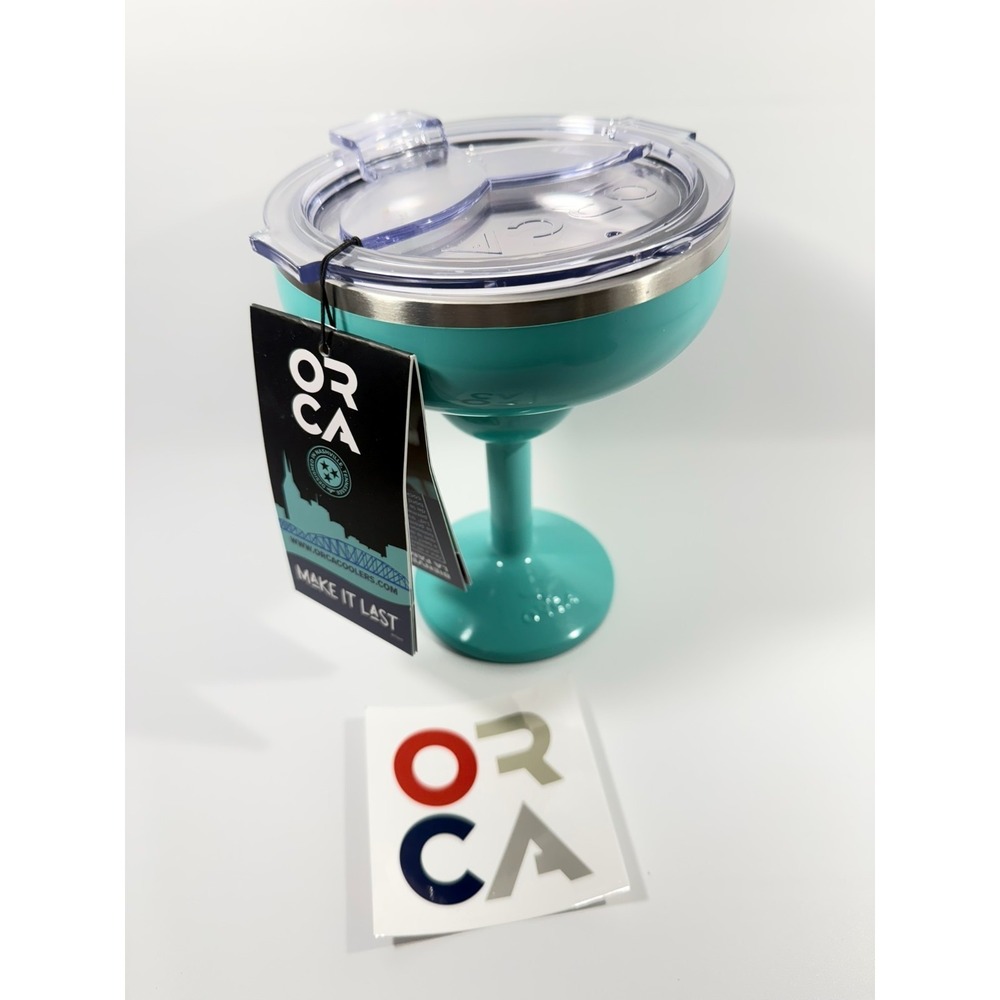 ORCA Rita‎ Seafoam Teal  13 Oz Insulated Stainless Steel Margarita Glass  - NEW